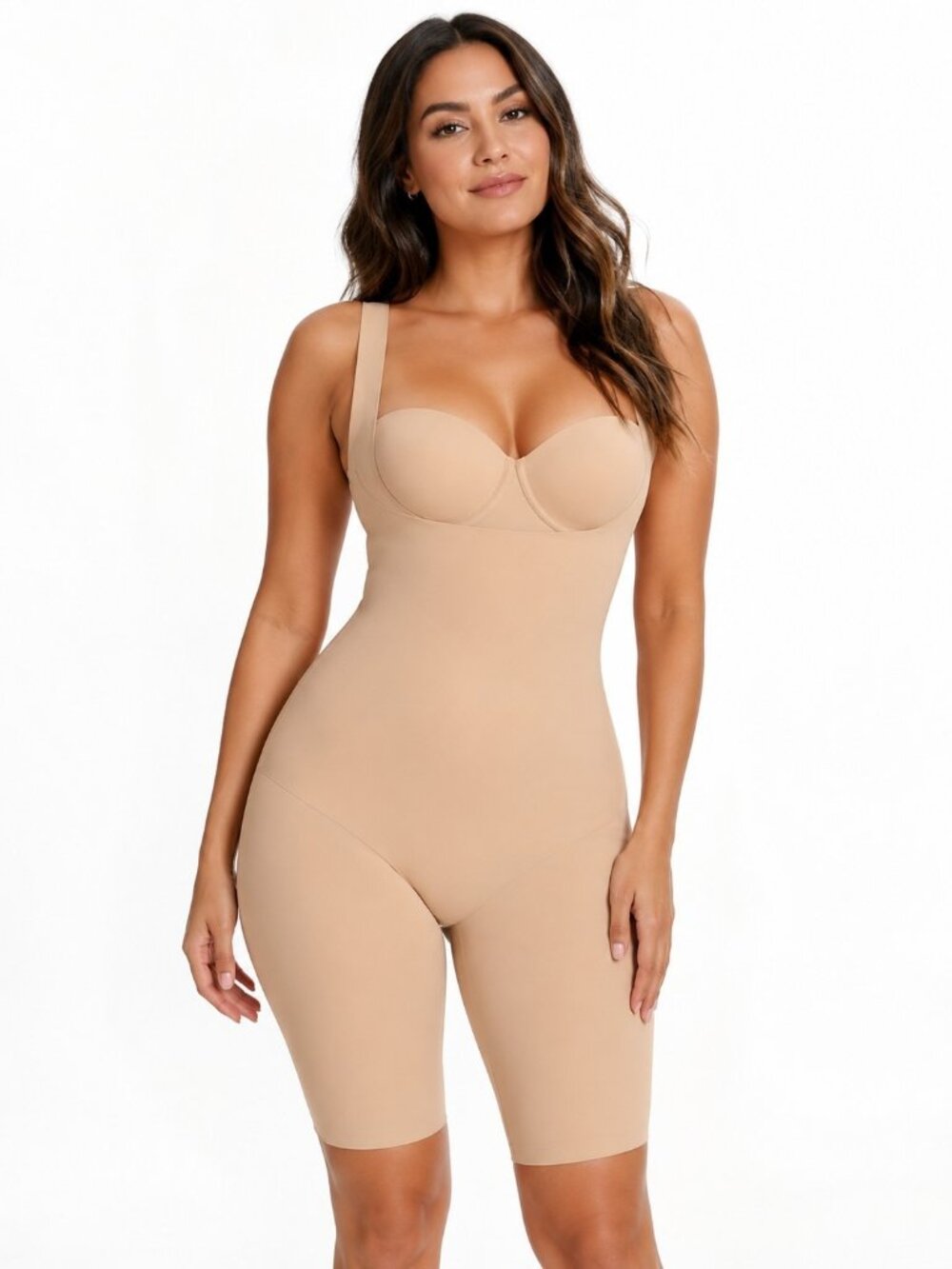 Leonisa Size XXL Firm Control Open Bust Mid Thigh Body Shaper NEW